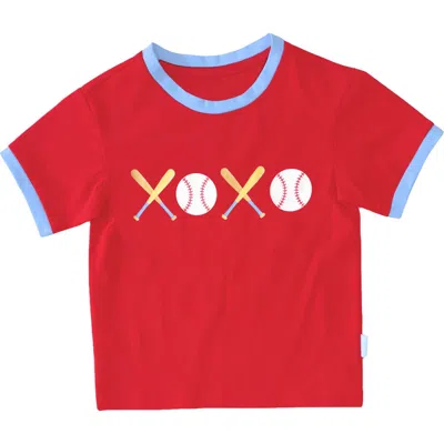 Bits & Bows Babies'  Baseball Xo Valentine's Day T-shirt In Red