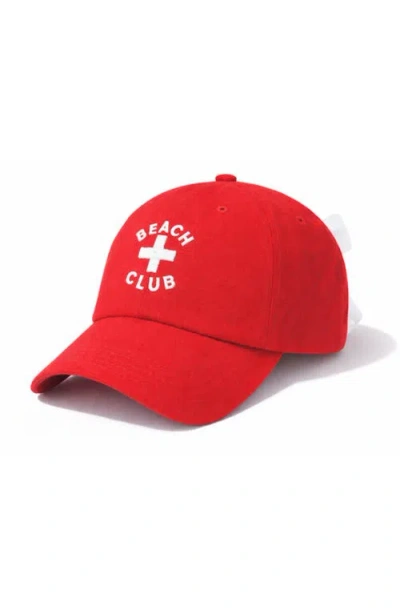 Bits & Bows Babies'  Beach Club Bow Baseball Hat In Red