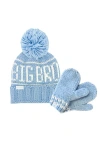 Bits & Bows Big Bro Knit Hat/mittens Bundle In Blue