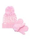 Bits & Bows Lil Sis Knit Hat/mittens Bundle In Pink