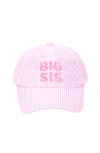 Bits & Bows Big Sis Seersucker Bow Baseball Hat In Pink