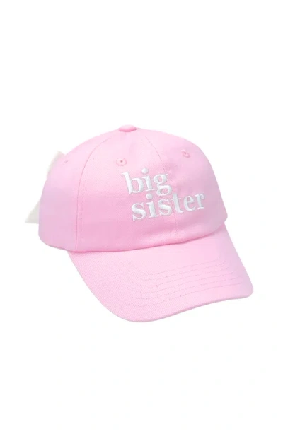 Bits & Bows Babies'  Big Sister Twill Bow Baseball Hat In Pink