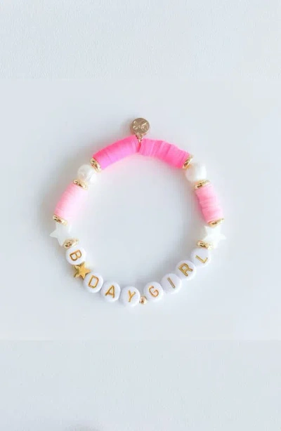 Bits & Bows Kids'  Birthday Girl Beaded Bracelet In Pink