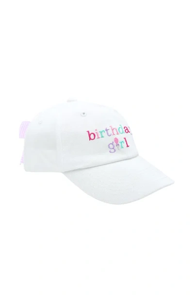 Bits & Bows Kids'  Birthday Girl Twill Bow Baseball Hat In White