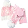 Bits & Bows Bows Knit Hat/scarf/mittens Accessories Bundle In Pink