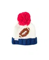Bits & Bows Football Bobble Hat In White