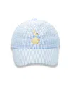 Bits & Bows Boys' Seersucker Bunny Baseball Hat - Baby, Little Kid In Blue