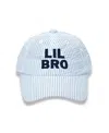Bits & Bows Boys' Seersucker Lil Bro Baseball Hat - Baby In Blue