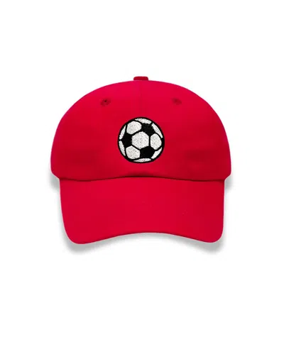 Bits & Bows Boys' Soccer Baseball Hat In Red- Little Kid, Big Kid