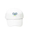 Bits & Bows Boys Tennis Baseball Hat In White In White