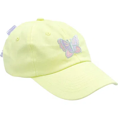 Bits & Bows Kids'  Butterfly Twill Bow Baseball Hat In Yellow