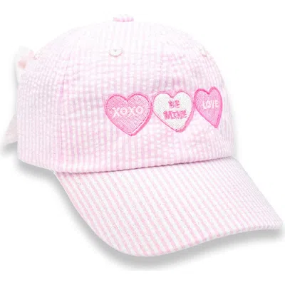 Bits & Bows Babies'  Candy Hearts Bow Baseball Hat In Brown
