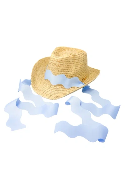 Bits & Bows Kids'  Coastal Cowgirl Straw Cowboy Hat In Blue