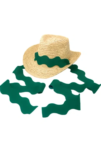 Bits & Bows Kids'  Coastal Cowgirl Straw Cowboy Hat In Green
