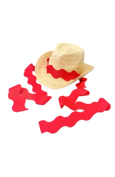 Bits & Bows Kids'  Coastal Cowgirl Straw Cowboy Hat In Red