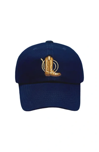 Bits & Bows Babies'  Cowboy Boot Twill Baseball Hat In Blue