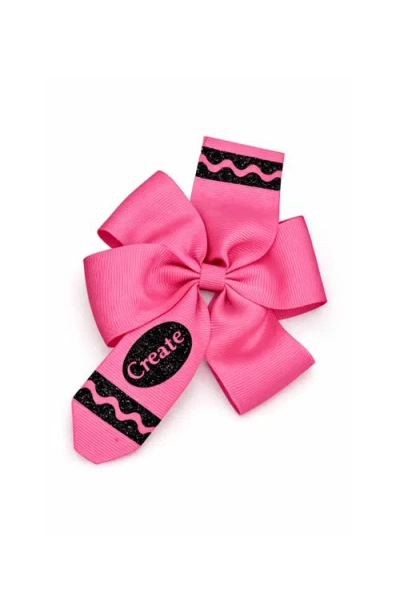 Bits & Bows Kids'  Crayon Back-to-school Hair Bow In Pink