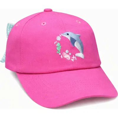 Bits & Bows Kids'  Dolphin Daydream Bow Baseball Hat In Pink