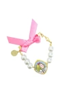 Bits & Bows Eloise X  Bow Pearls Cameo Bracelet In Pink