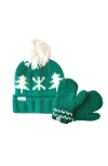 Bits & Bows Evergreen Knit Hat/mittens Bundle In Green