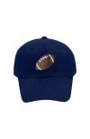 Bits & Bows Football Bow Baseball Hat In Blue