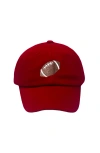 Bits & Bows Babies'  Football Bow Baseball Hat In Burgundy