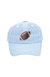Bits & Bows Babies'  Football Seersucker Baseball Hat In Blue