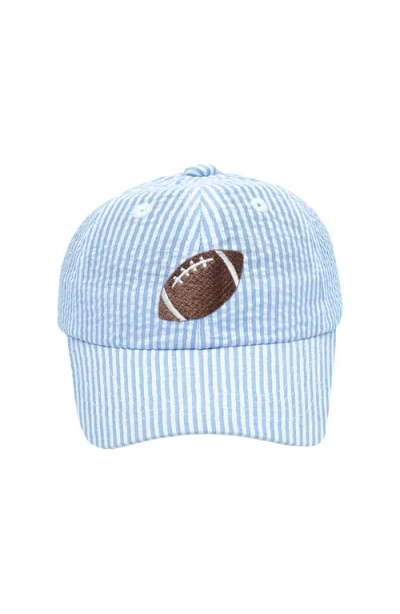 Bits & Bows Babies'  Football Seersucker Baseball Hat In Blue