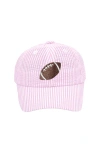 Bits & Bows Babies'  Football Seersucker Bow Baseball Hat In Pink