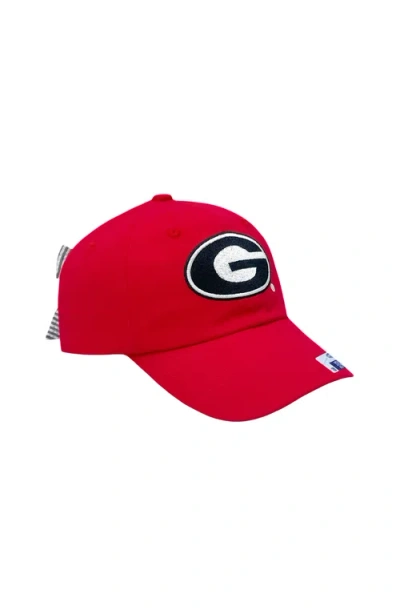 Bits & Bows Babies'  Georgia Bulldogs Bow Baseball Hat In Red