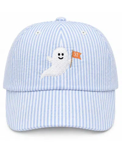 Bits & Bows Kids'  Ghost Seersucker Baseball Hat In Blue