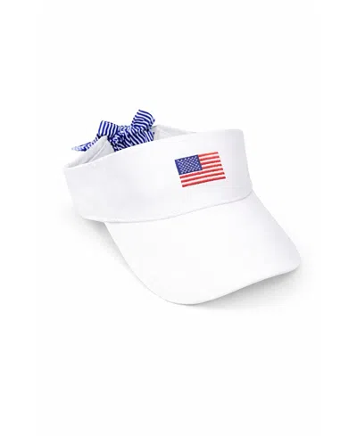Bits & Bows Kids' Girls' American Flag Bow Visor In White