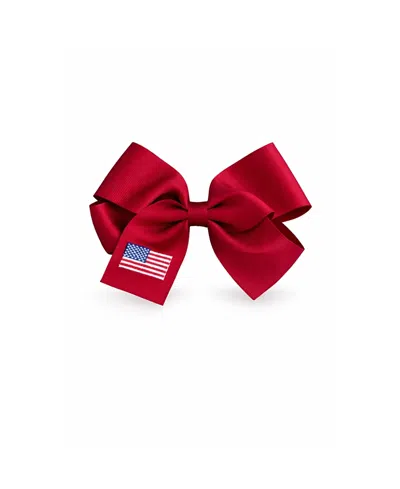 Bits & Bows Girls' American Flag Hair Bow - Little Kid, Big Kid In Red