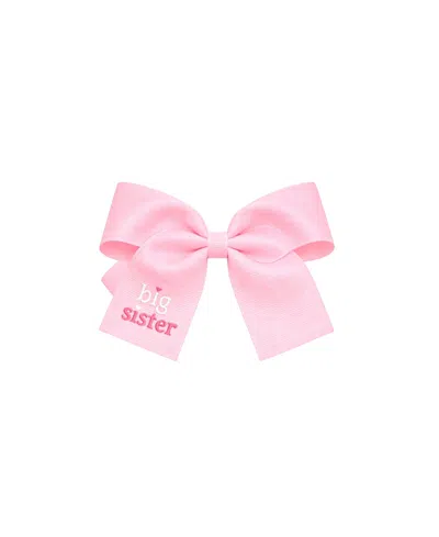Bits & Bows Girls' Big Sister Hair Bow - Little Kid, Big Kid In Pink