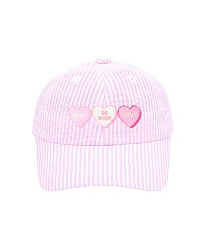 Bits & Bows Girls' Candy Hearts Bow Baseball Hat - Little Kid, Big Kid In Pink/white