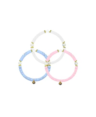 Bits & Bows Girls Coastal G Bracelet Set - Big Kid In Blue/white/pink