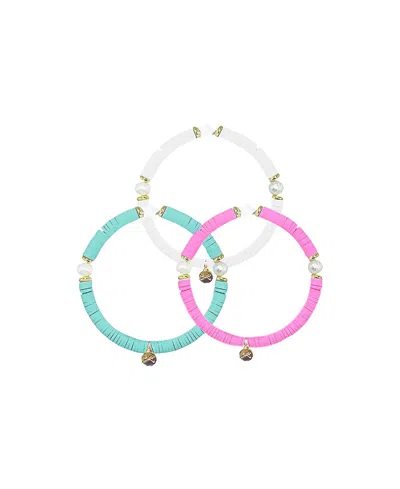 Bits & Bows Girls Coastal G Bracelet Set - Big Kid In Turquoise/white/pink