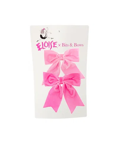 Bits & Bows Girls' Eloise Velvet Hair Bow Barrette Set - Little Kid, Big Kid In Pink