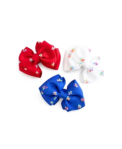 Bits & Bows Girls' Firecracker Summer Hair Bow Set - Little Kid, Big Kid In White