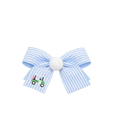 Bits & Bows Kids' Girls' Golf Ball Seersucker Hair Bow In Blue