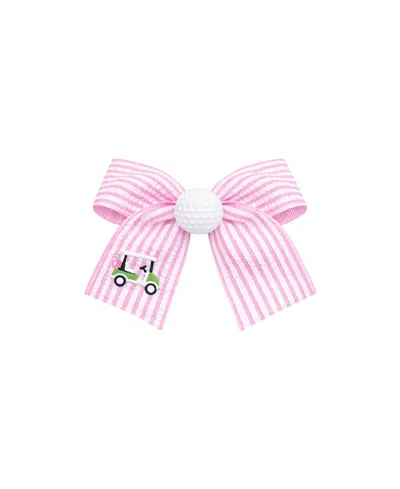 Bits & Bows Kids' Girls' Golf Ball Seersucker Hair Bow In Pink
