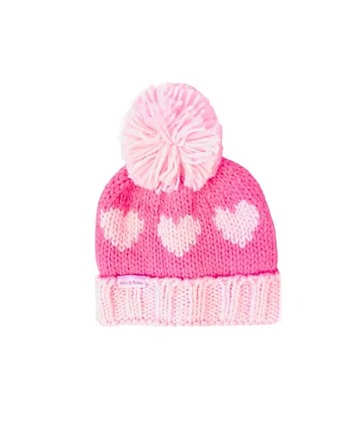 BITS & BOWS GIRLS' HEARTS BOBBLE HAT - BIG KID