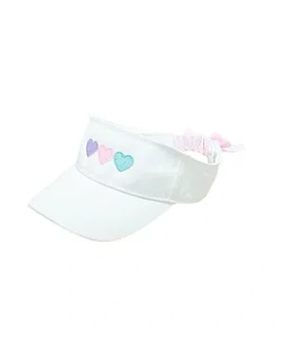Bits & Bows Girls' Hearts Bow Visor In White - Little Kid, Big Kid In White, Pink, Purple, And Aqua