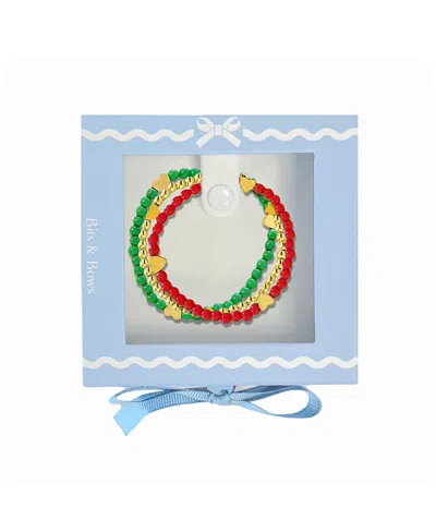 Bits & Bows Girls' Hearts Bracelet Set - Little Kid, Big Kid In Red/green/gold