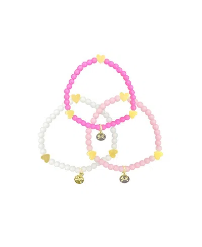 Bits & Bows Girls Hearts Bracelet Set - Little Kid In Pink