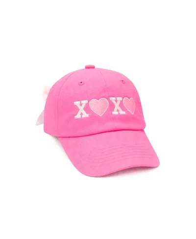 Bits & Bows Kids' Girls' Hearts Xo Bow Baseball Hat In Pink