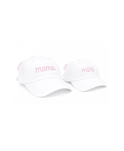 Bits & Bows Kids' Girls' Mama & Mini Bow Baseball Hat Set In White