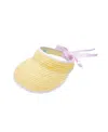 Bits & Bows Girls' Sconset Straw Pink Seersucker Bow Visor - Little Kid, Big Kid In Straw With Pink Trim
