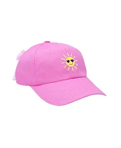 Bits & Bows Girls' Sunshine Bow Baseball Hat In Magenta - Big Kid In Pink And Yellow
