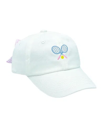 Bits & Bows Girls' Tennis Bow Baseball Hat In White - Little Kid, Big Kid